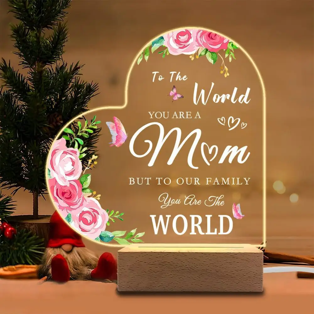 

1 шт., акриловые светящиеся украшения, аксессуары для фотосъемки, USB-основание, подарок маме, фигурки в форме сердца на День матери