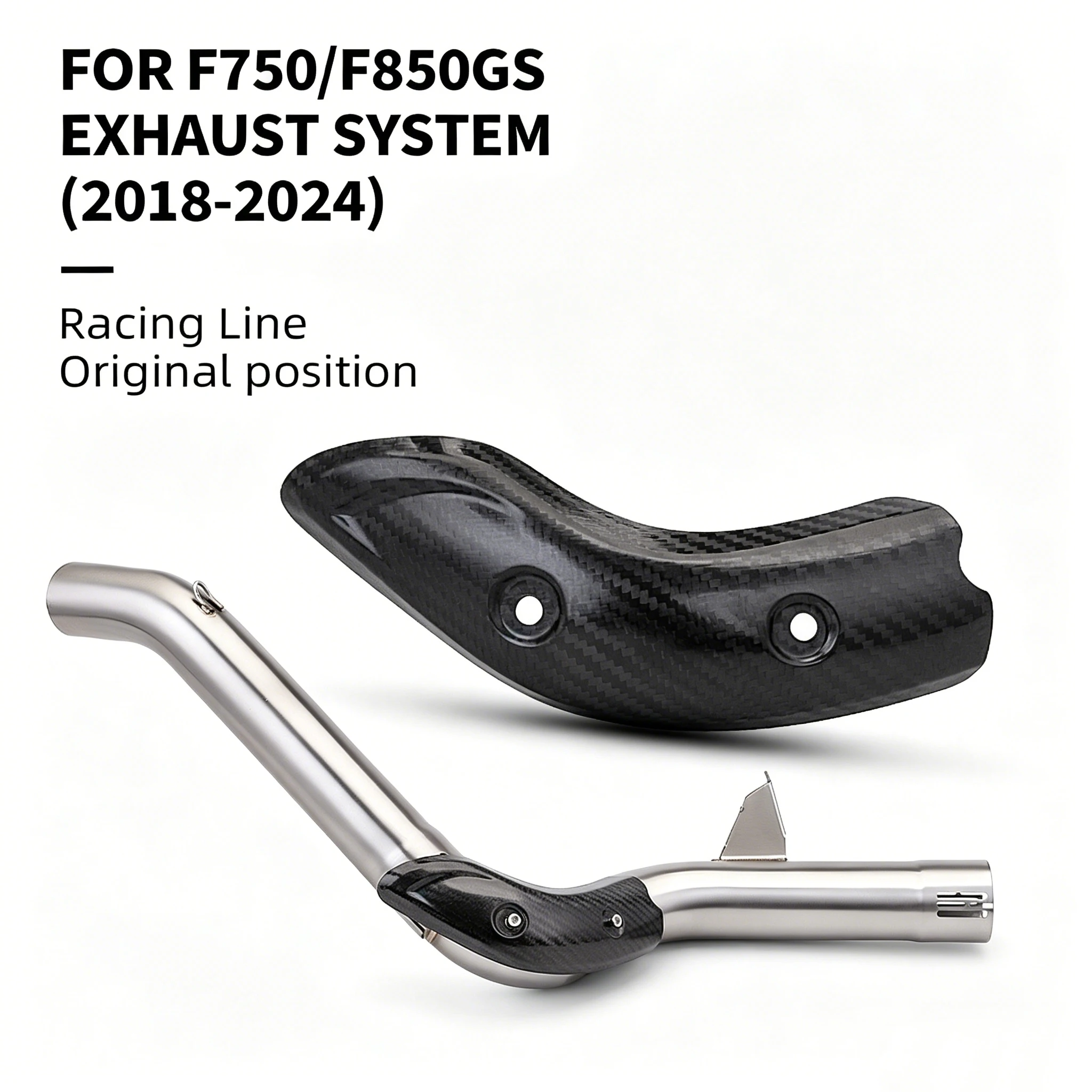 MotorcycleLink Middle Pipe Exhaust Pipe With Anti-Scald Cover Slip-On  For F750GS F850GS ADV 2018-2022 F750 F850 GS