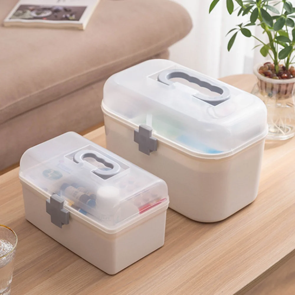 

Multi-layer Large Pill Box Waterproof Domestic Medicine Box Medicine Storage Box Plastic White Medicine Cabinet Pill Storage