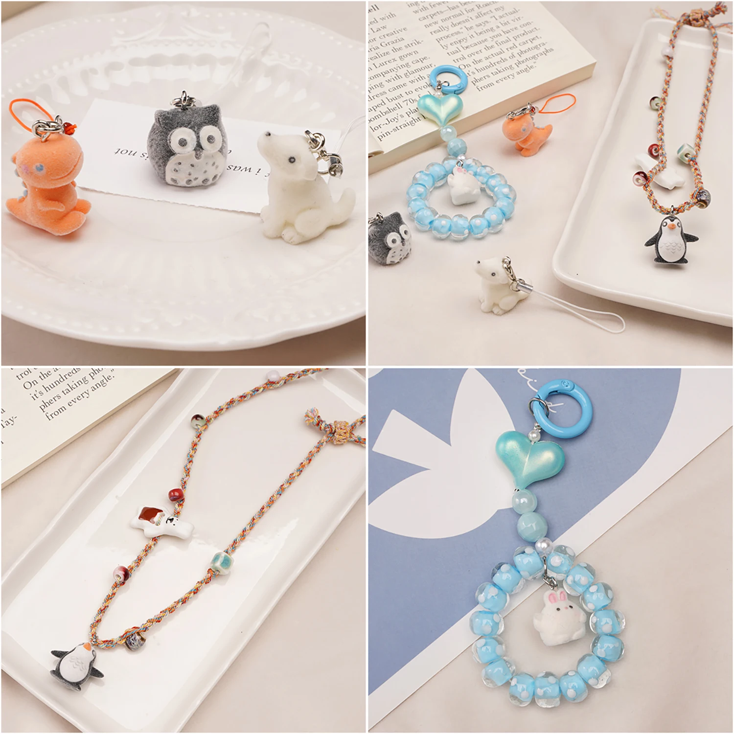 3D Flocking Resin Animal Charms for DIY Jewelry