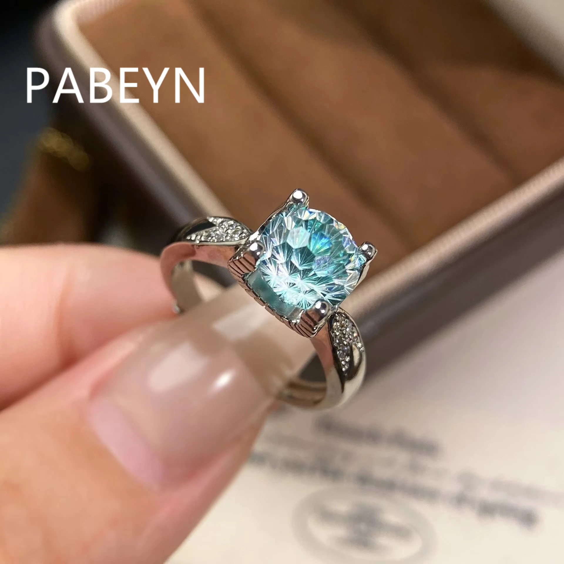 925 Sterling Silver Fashion Shine Paraiba Dahlia Cut Zircon Ring Ladies Jewelry Birthday Party Anniversary Gift