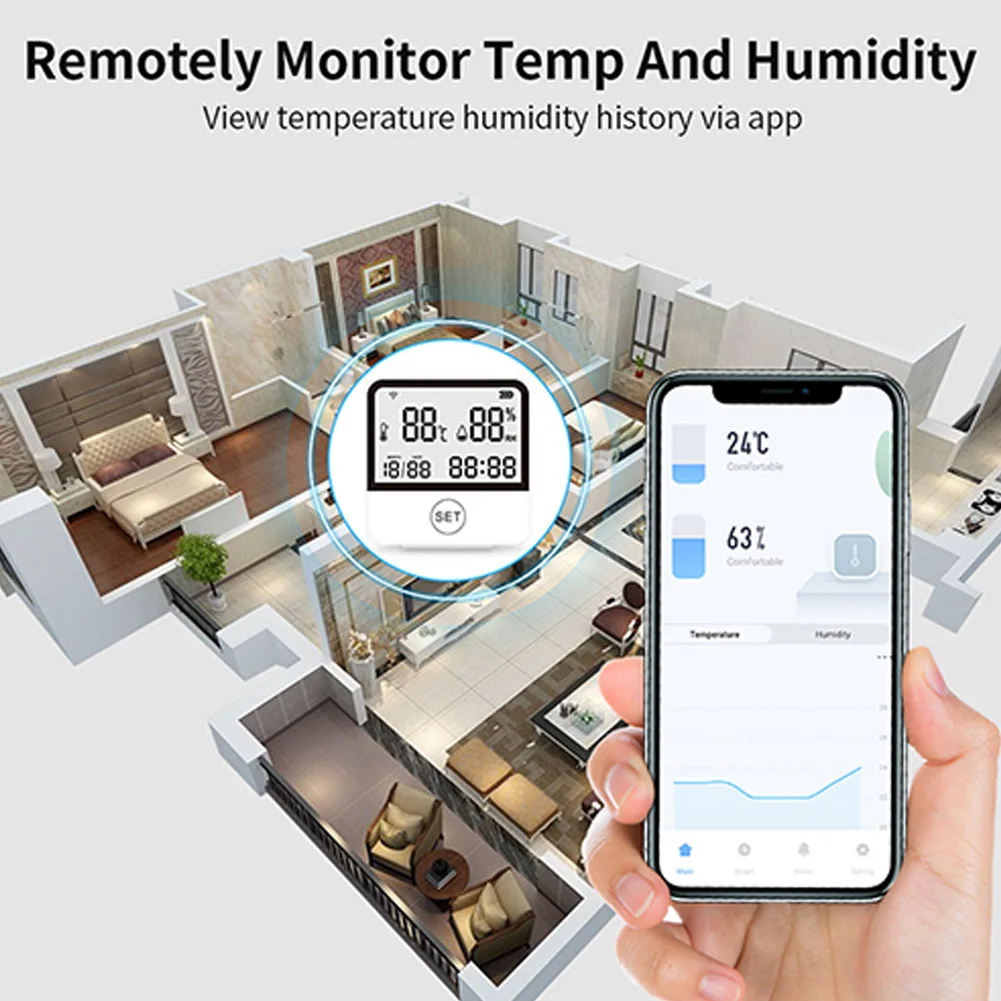 Smart WiFi Hygrometer Thermometer with App Notification Alert Digital Indoor Thermometer Hygrometer for Home Greenhouse