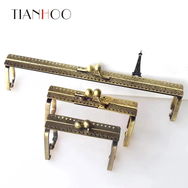 

10pcs/Lot 9cm Square Metal Purse Frame Handle for Clutch Handbag Accessories Making Kiss Clasp Lock Bronze Bags Hardware