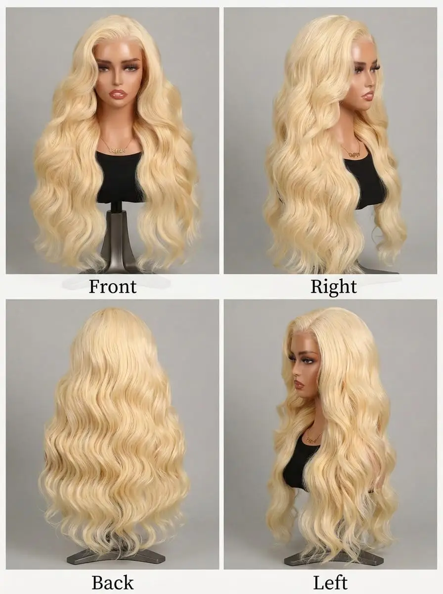 613 Blonde Loose Body Wave 13x6 Invisible HD Transparent Lace Frontal Human Hair Wigs For Black Women 38 Inches 200% Density