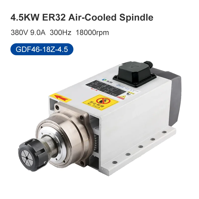 4.5kw ER32 Air-Cooled Spindle Motor 220v/380v Square Spindle With Mounting Flange CNC Air-Cooled Woodworking Engraving Machine
