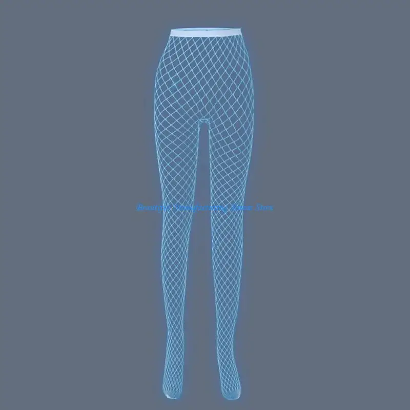 

E56A Mesh Tights High Waist Pantyhose Light Fishnets Stockings Rave Club Party Costumes for Women Girls