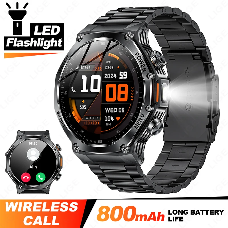 

Fashion Men's Smart Watch For Men Bluetooth Call 1.8”HD 390*390 Screen 800mah Sports Fitness Blood Oxygen Monitor Men’s Watches