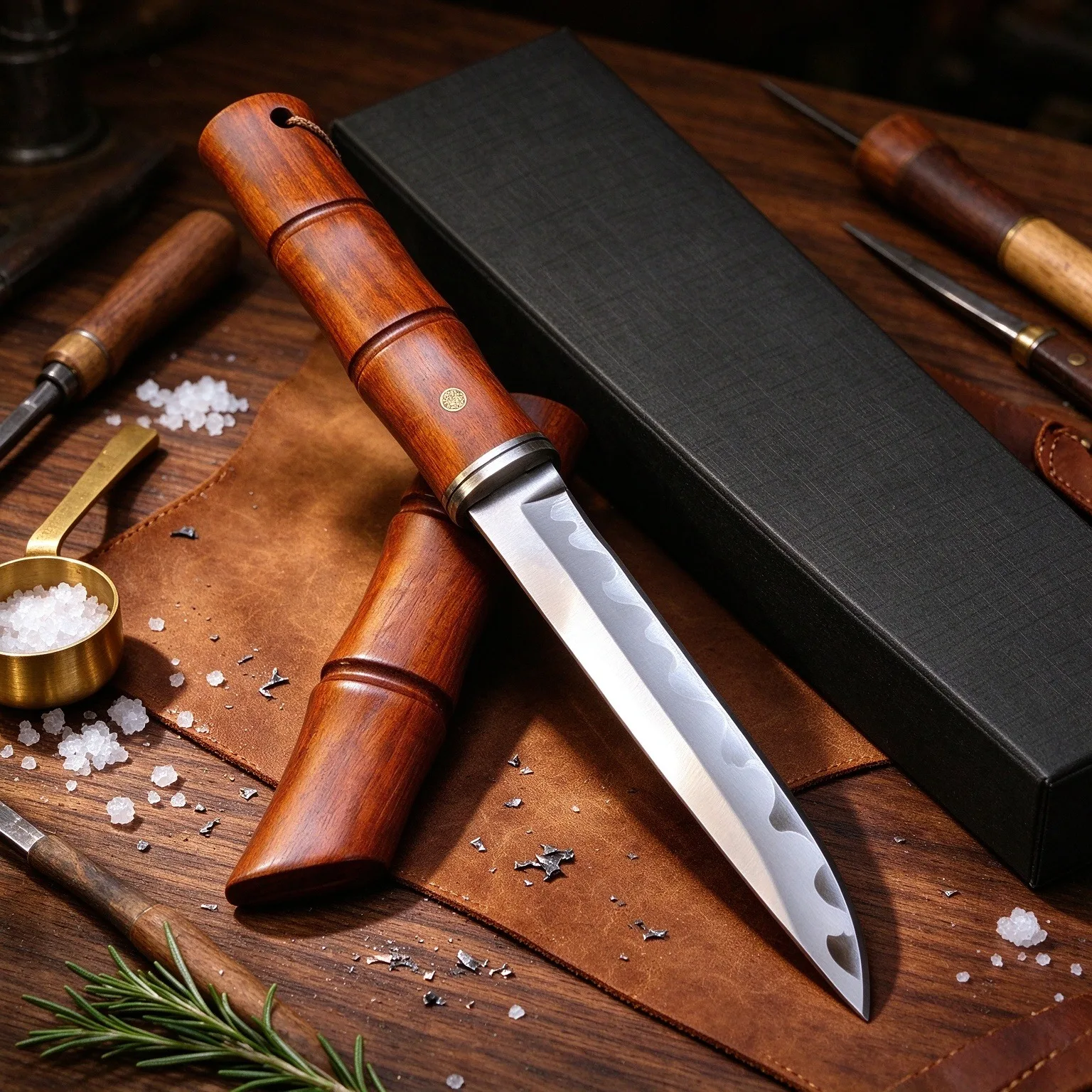 High-hardness 62HRC kitchen knife, professional wooden knife sheath and handle for boning knife, kitchen slicing and cutting mea
