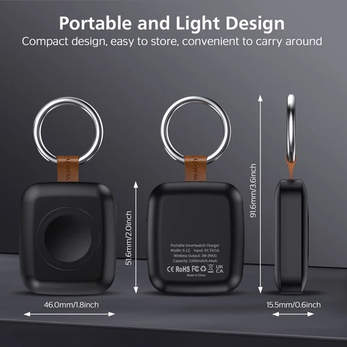 Imagen 2 del producto Mini banco de energía inalámbrico magnético de 1200mAh para Apple Watch Series tipo C Cable cargador rápido banco de energía móvil portátil