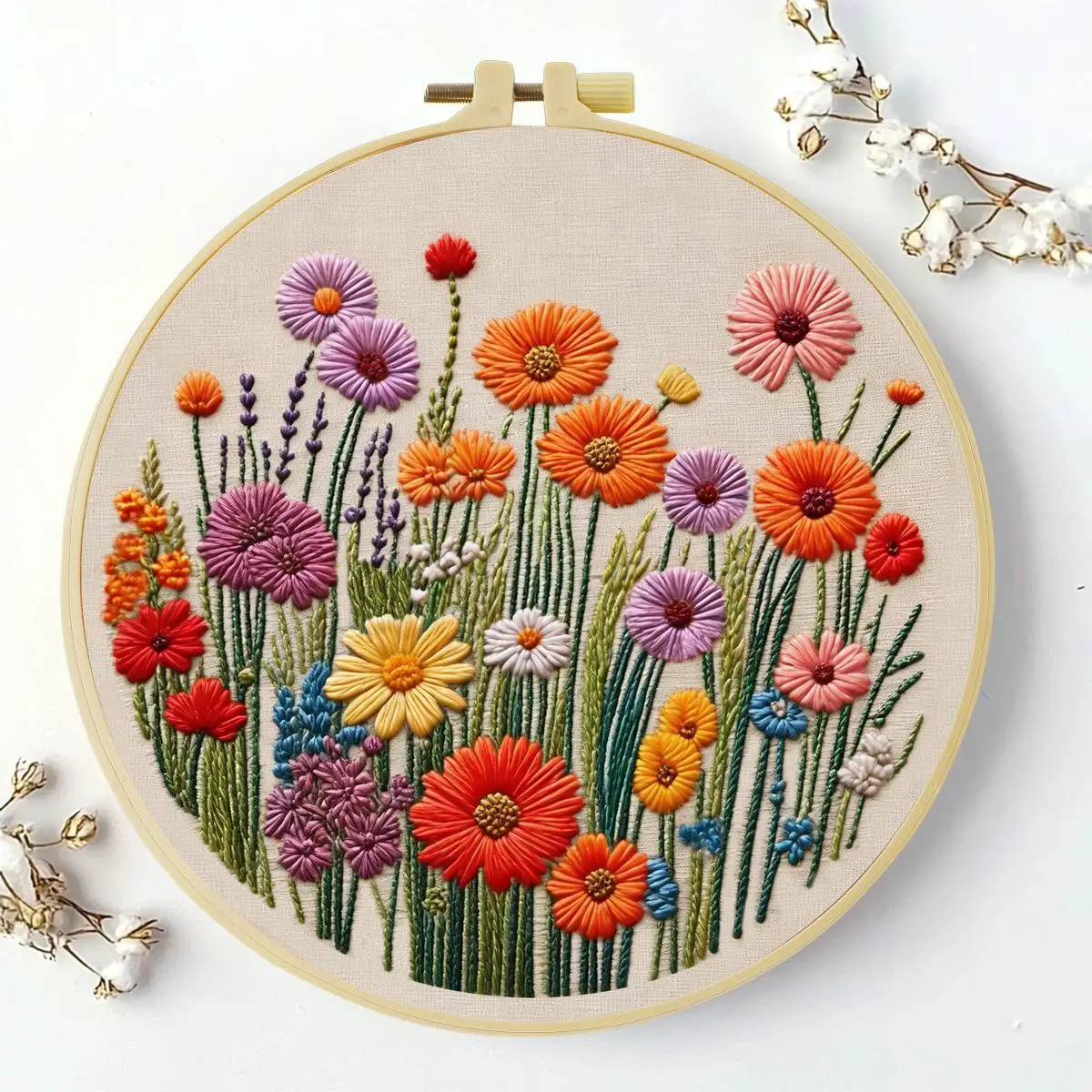 1 Stück 20X20CM/15X15CM 7,87/6,3 Zoll Blumenbett-Stickerei-Starter-Kit DIY-Kit DIY-Stickerei-Set Handarbeiten Malerei – Detail 2