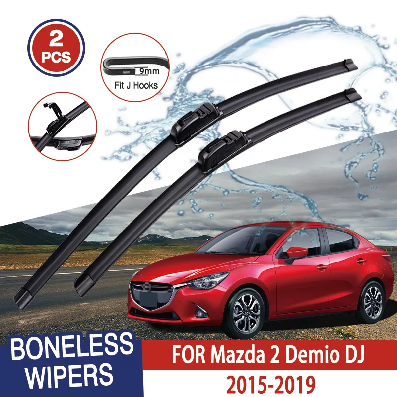 

For Mazda 2 Demio DJ 2015-2019 Car Windshield Wiper U-type Soft Rubber Frameless Bracketless Car Wipers 22"+17"