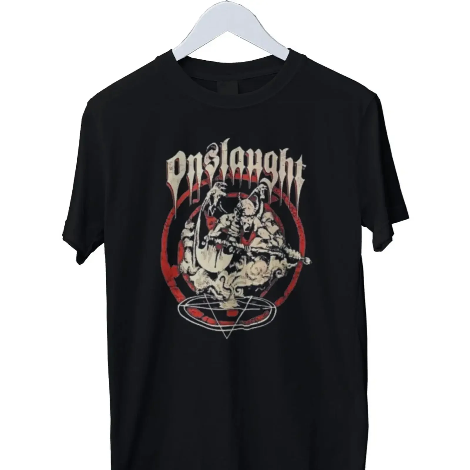 Vintage ONSLAUGHT Band Print T Shirt Men's SML XL 2 3 4 vintage Washed Soft designer clothes Casual Comfortable