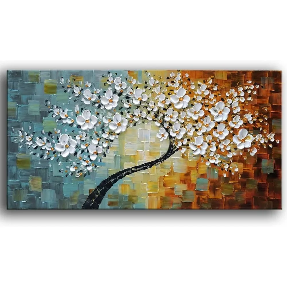 Contemporary Art Canvas Texture Color Palette Tree Painting Modern Home Interior Decoration Abstract Art 3d Flower Painting Wall