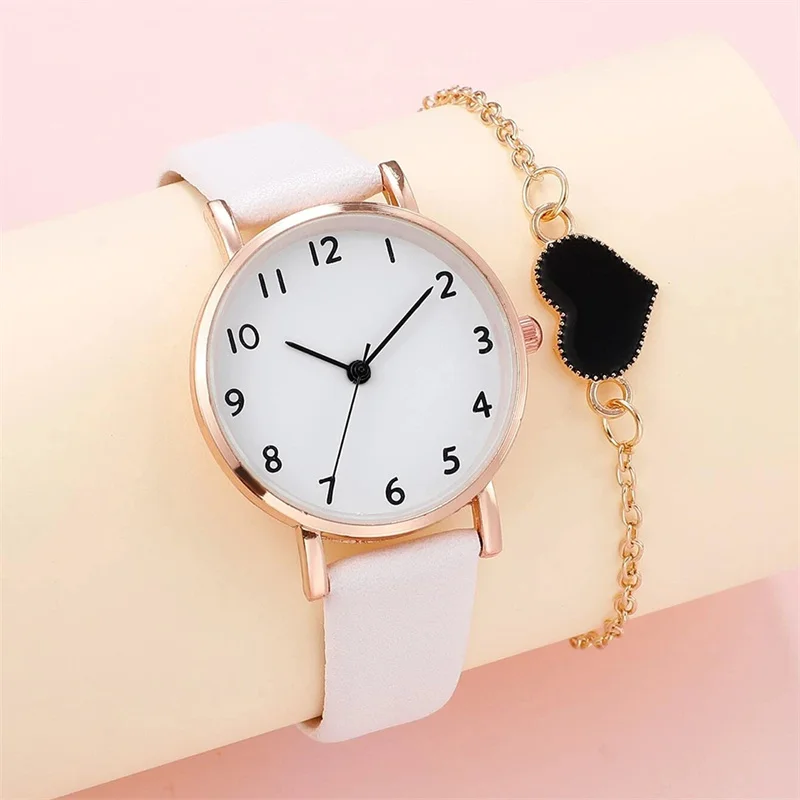 ساعة يد نسائية جديدة موديل 2023 حزام جلدي غير رسمي ساعات يد نسائية بسيطة مستديرة الطلب ساعات معصم كوارتز فستان ساعة Reloj Mujer