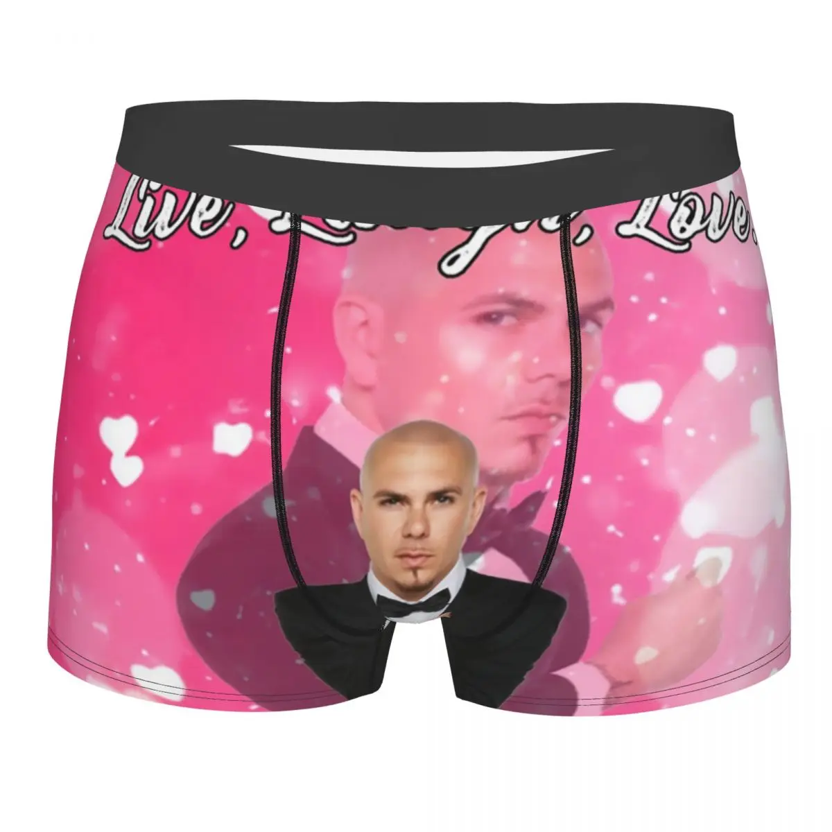 Male Fashion Mr Worldwide Says To Live Laugh Love Pink Underwear Boxer Briefs Men Stretch Shorts Underpants