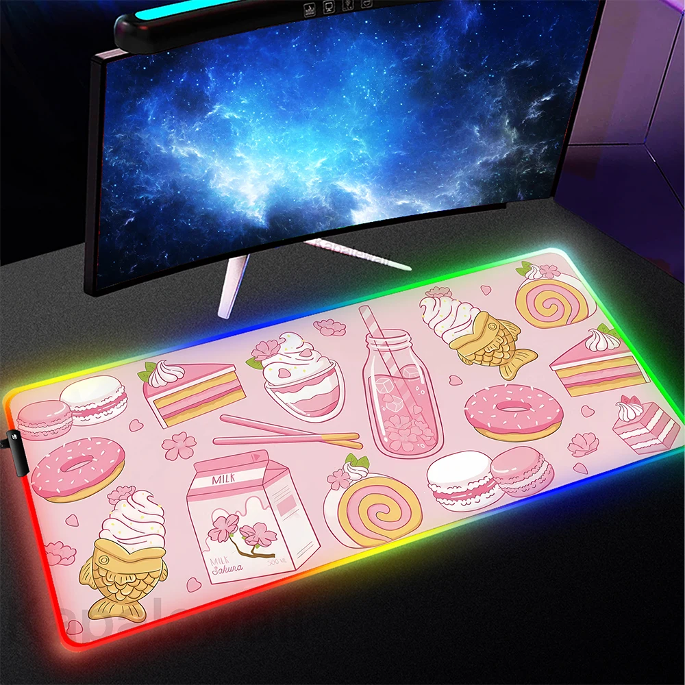 

Kawaii Cute RGB Mou Pad Large Game Mouse Mat Gaming Mousepad XXL 900x400mm Keyboard Pads LED Table Carpet Pc Gamer Deskmat