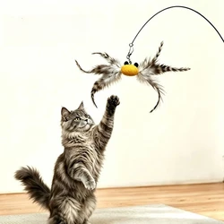 Juguete cangrejo simulado para gatos con plumas – Palo interactivo