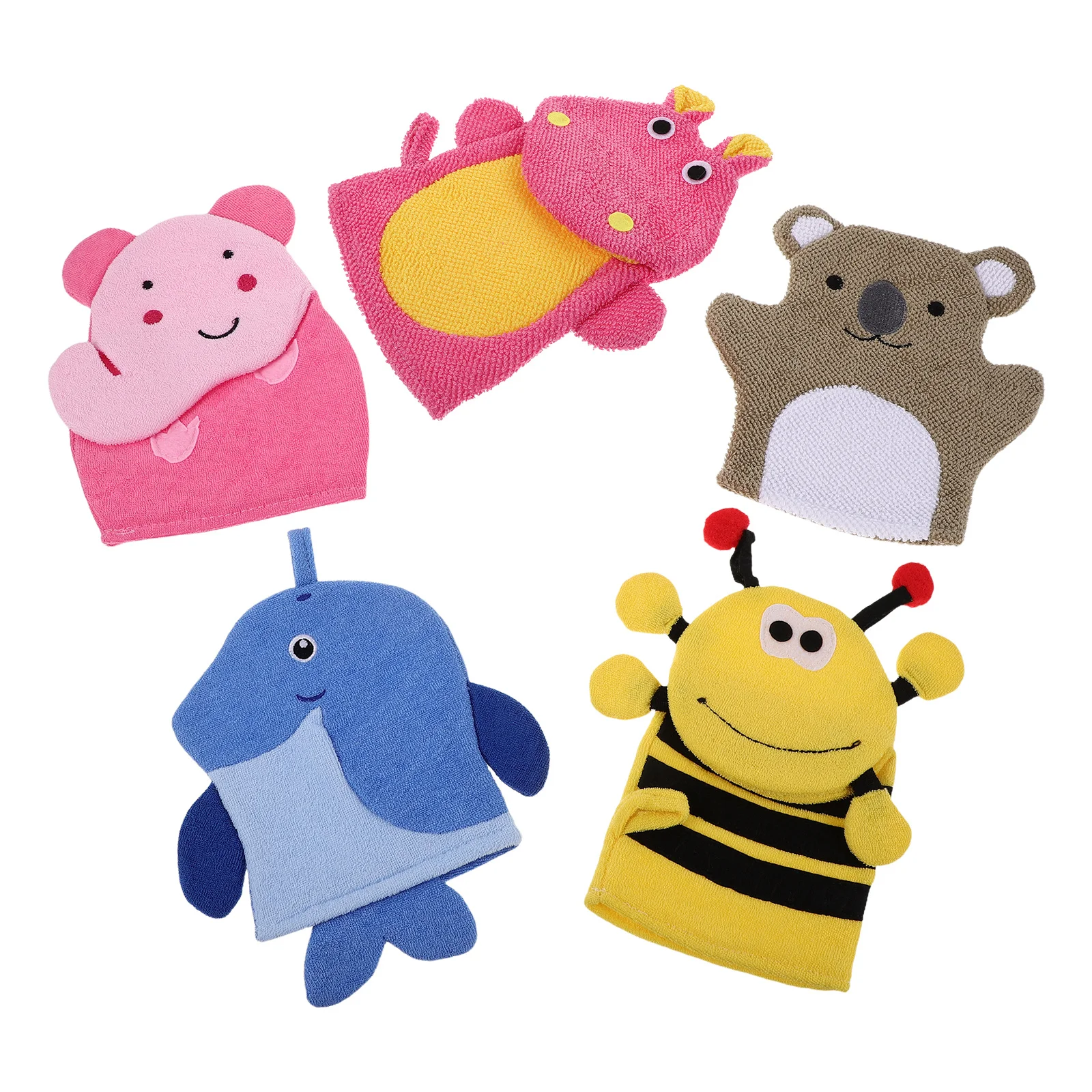 5 шт. детские отшелушивающие перчатки для ванны с животным дизайном, глубокий скребок для тела, перчатки для душа для мытья спины и тела, перчатки для ванны с животными