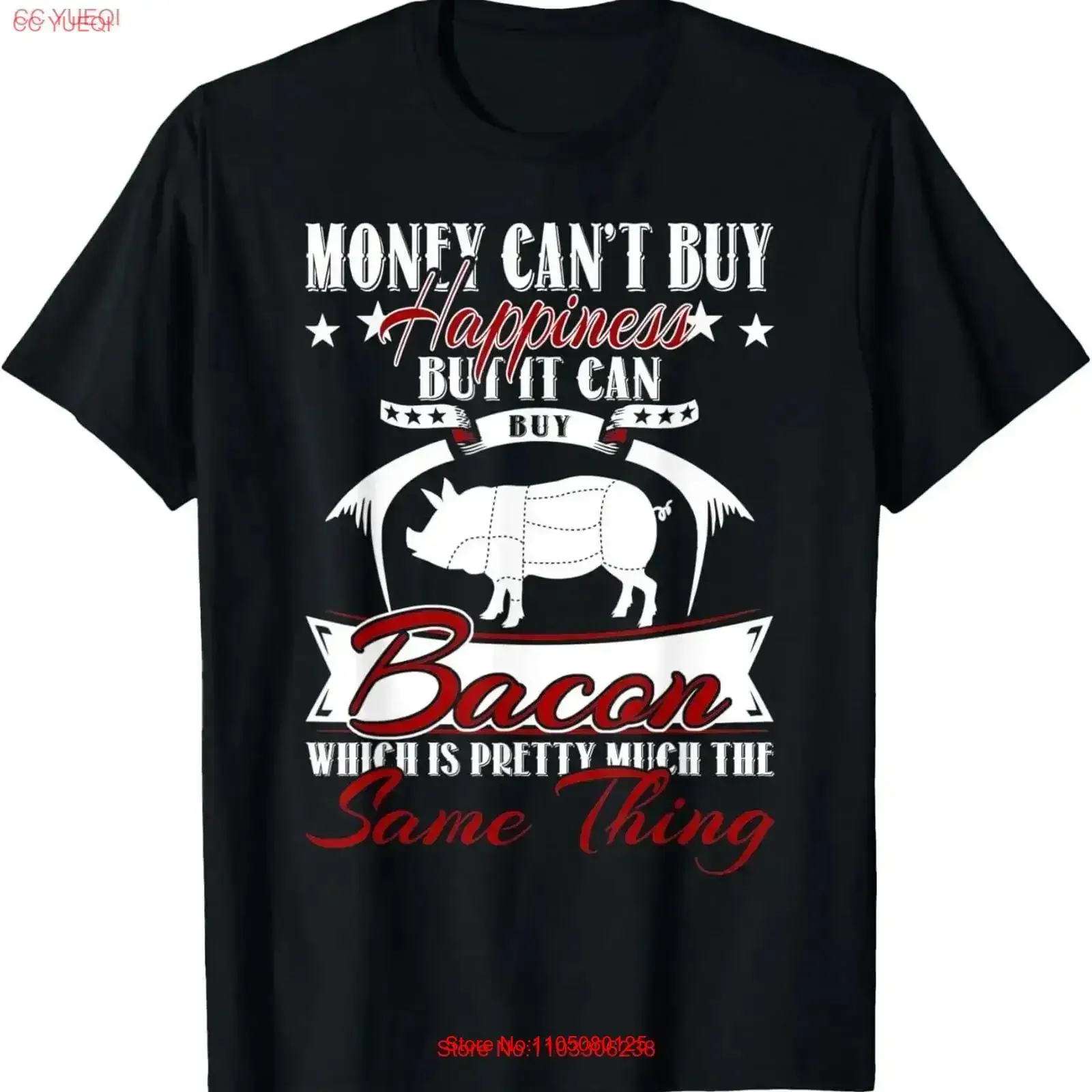 El dinero no puede comprar la felicidad pero puede tocino camiseta vintage lavada estirada moda cómoda elegante ligeramente versátil