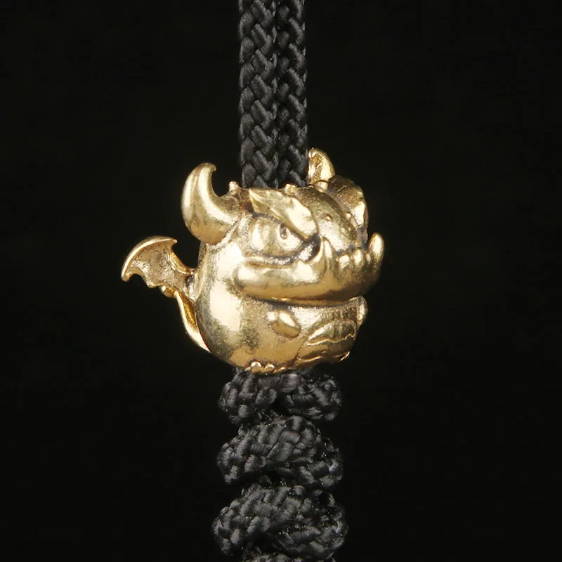 Brass Demon Imp EDC Knife Pendant Paracord Spacer Bead DIY Accessory Pendant Keychain Hanging Charm Vintage Handcraft Ornament