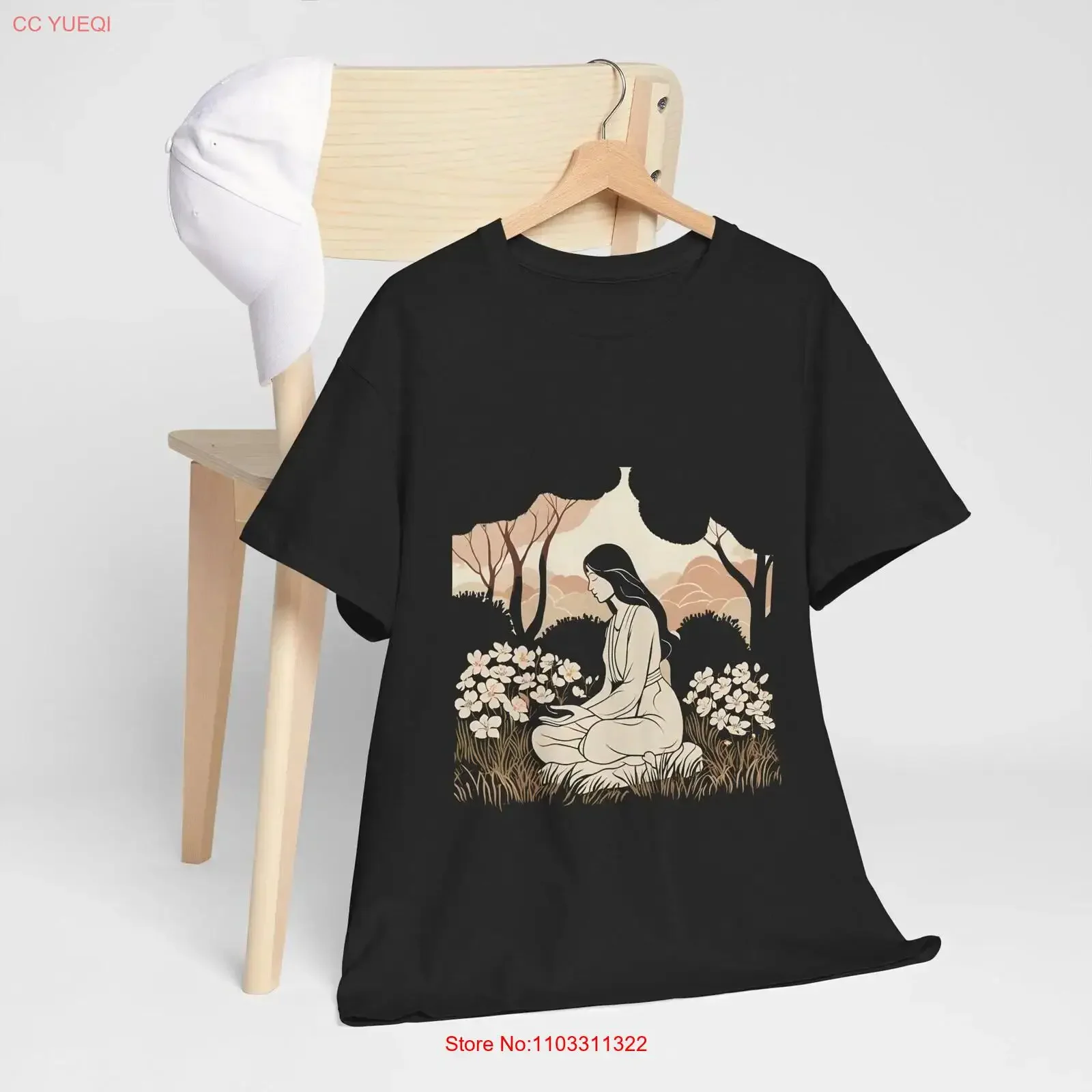 Zen bouddha méditation coton lourd t-shirt spirituel conscience Yoga vêtements Nature amant porter vintage lavé