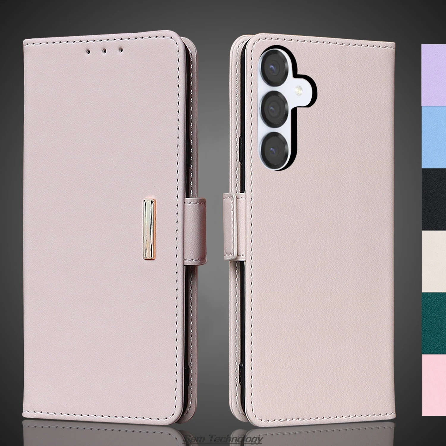 

Кожаный чехол с магнитной пряжкой для Samsung Galaxy S25/S25+ Plus, кошелек с RFID-блокировкой, откидная крышка, женский простой чехол Fundas Coque