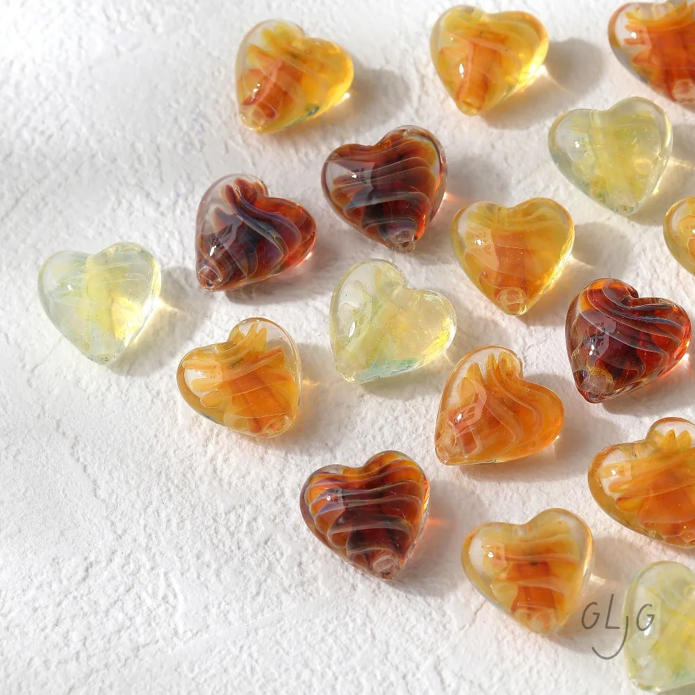 

2PCS Wave Striped Heart Beads Jewelry Making Bracelet Necklace Supplies Findings DIY Hand Made Glass Accessories 15*16mm