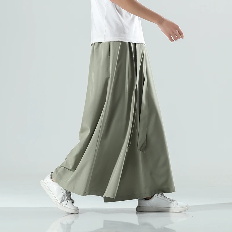 2024 Men Wide Leg Pants Mens Cotton Joggers Retro Loose Trousers Man Japan Style Kimono Pants Male Big Crotch Nepal Robe Pants