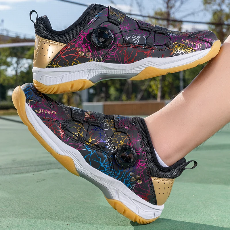 

Профессиональные мужские и женские кожаные туфли для бадминтона, противоскользящие тренировочные кроссовки для пар, легкие теннисные туфли, волейбольная спортивная обувь