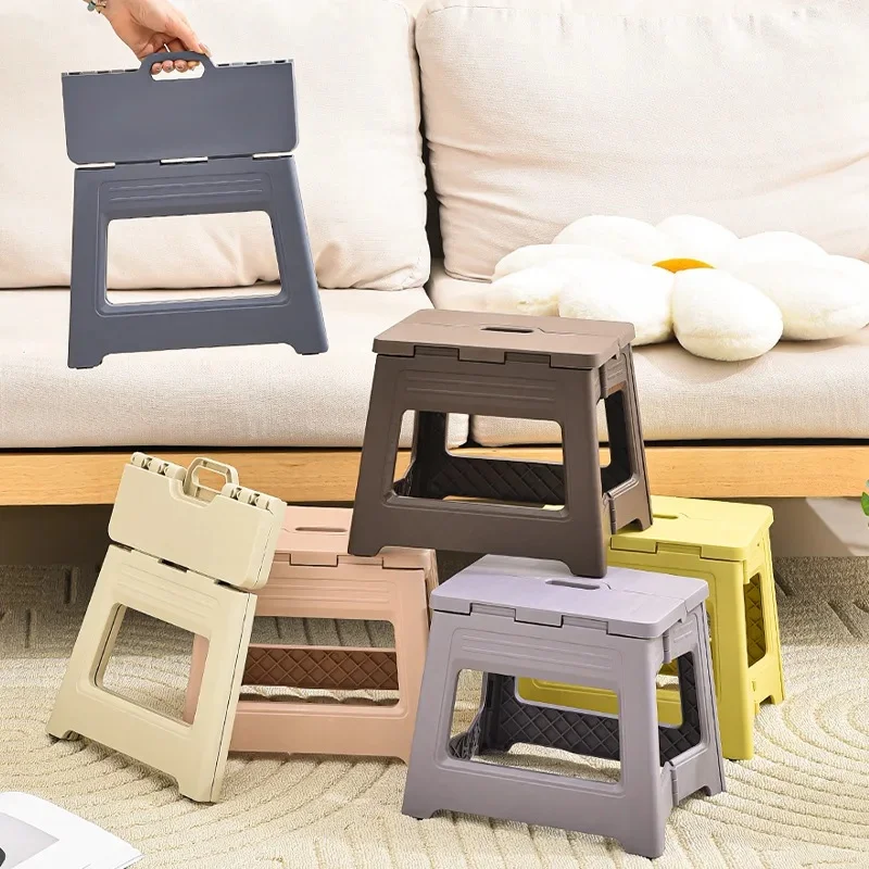 Portable Folding Stool with Integrated Structure, Light‑Weight Thickened Reinforced Stool, Collapsible Compact Seat for Home