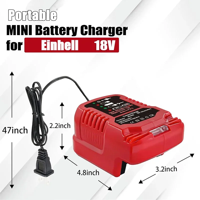 Batería de iones de litio portátil para coche, Mini cargador compacto de 12V/24V, 100-240V para Einhell de 18V para Power x-change Series, batería de iones de litio