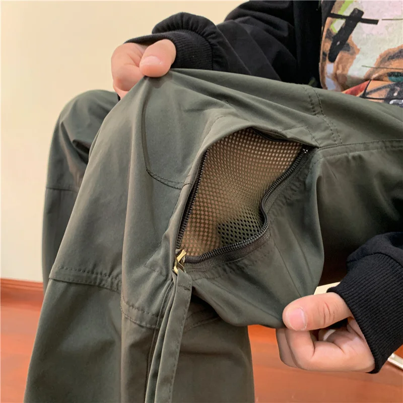 

Plus Size Spring and Summer Men Casual Cargo Pants Pockets Loose Out Door Elasticity Sports Oversize Cargo Pants 2024 A10