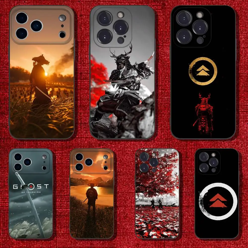 

Ghost Of T-Tsushima Phone Case For iPhone 17,16,15,14,13,12,Pro,Max,Plus,E,SE4,Air,Mini Black Soft Cover