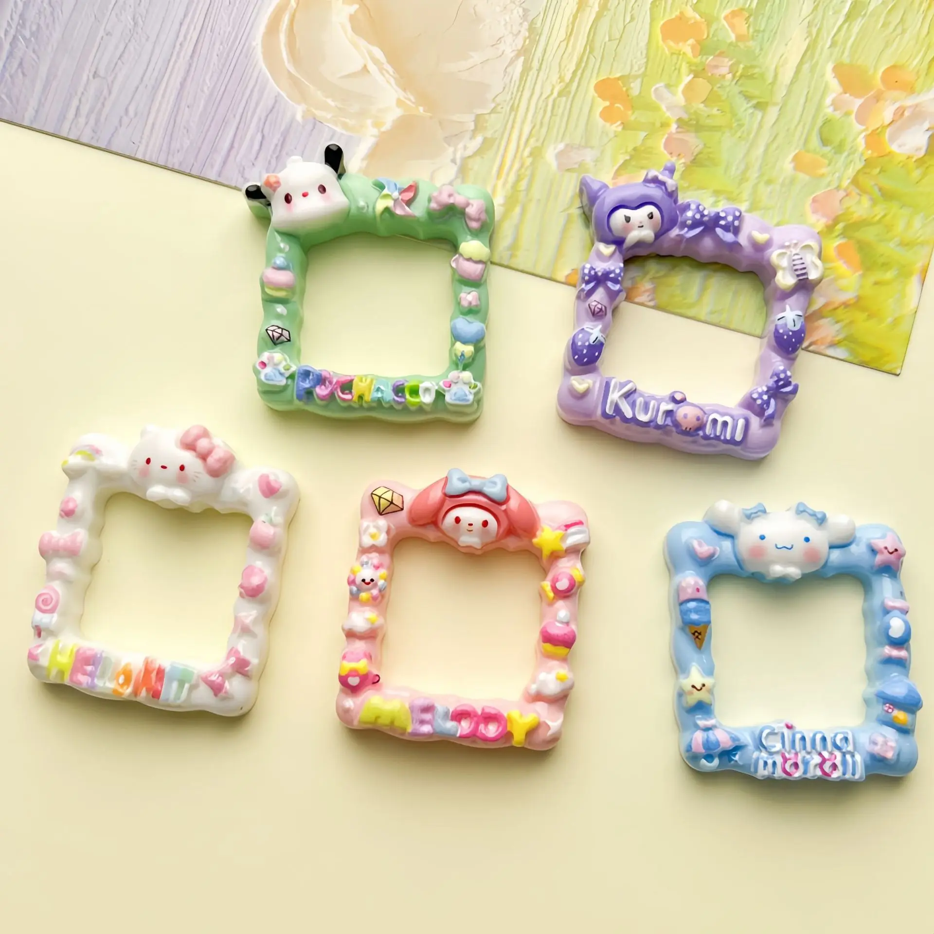 5pcs miniso cute sanrio dress up cartoon resin flatback cabochons for diy jewelry making handmade crafts materials - Image 2