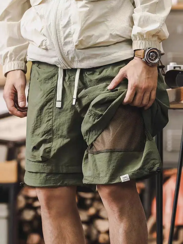 

Ледяной шелк, уличные функциональные водонепроницаемые дышащие брюки Qui Dry, мужские свободные тонкие повседневные брюки пять четвертей, рабочая одежда