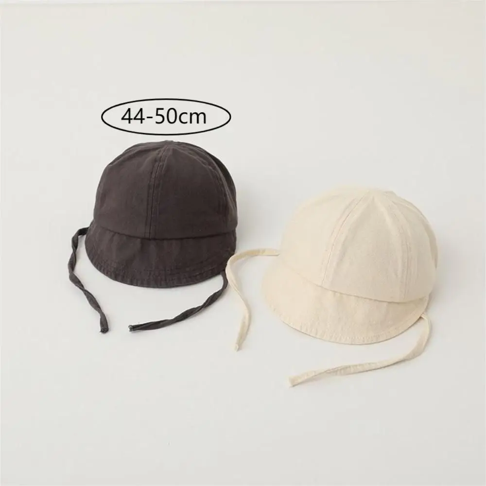 Summer Baby Sun Hat Korean Solid Color Infant Baseball Cap Outdoor Adjustable Drawstring Lace-up Kids Bucket Hats