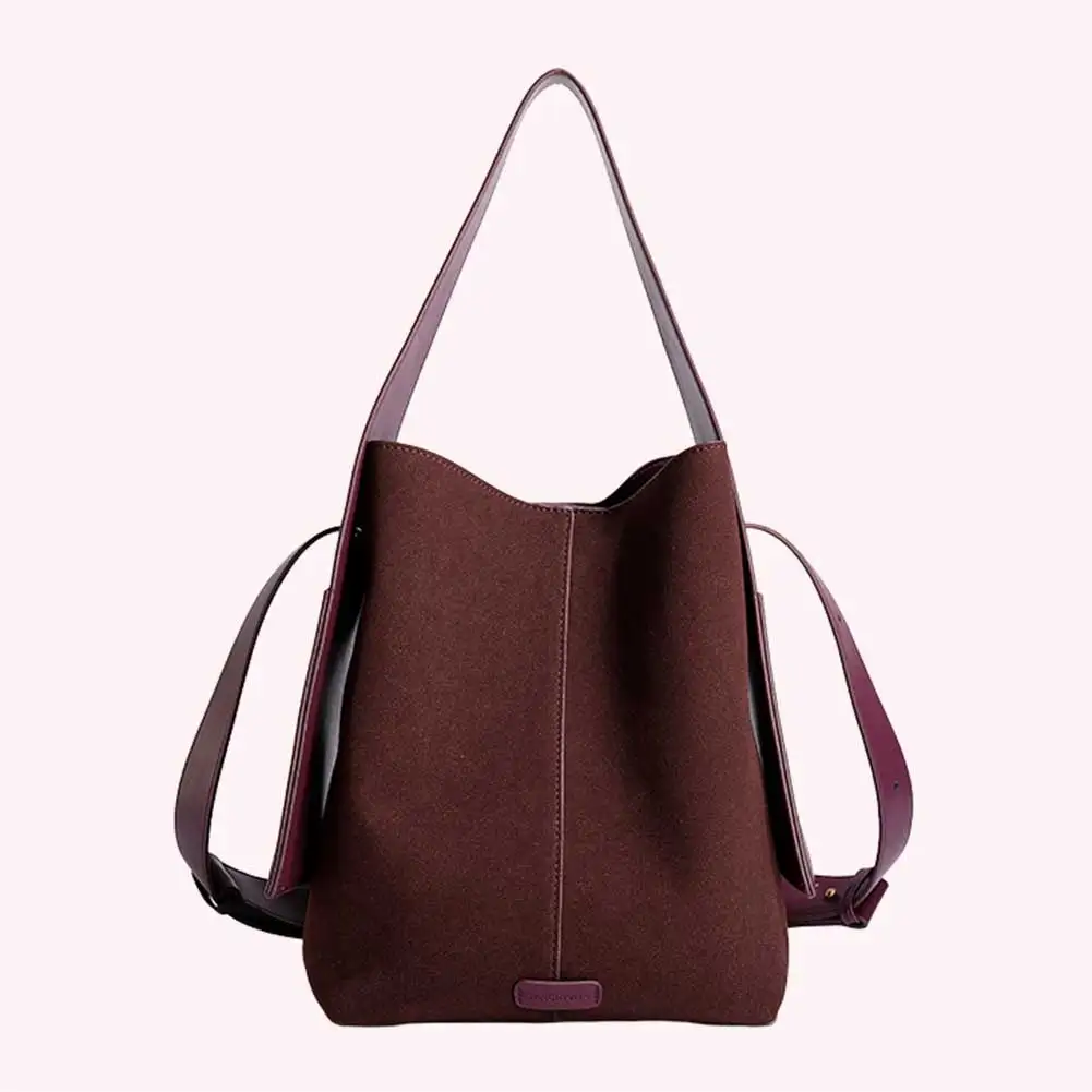 

Shoulder Bag for Women Men Adjustable Strap Large Tote Bag Suede Solid Color Trendy Handbag Work Travel Bag