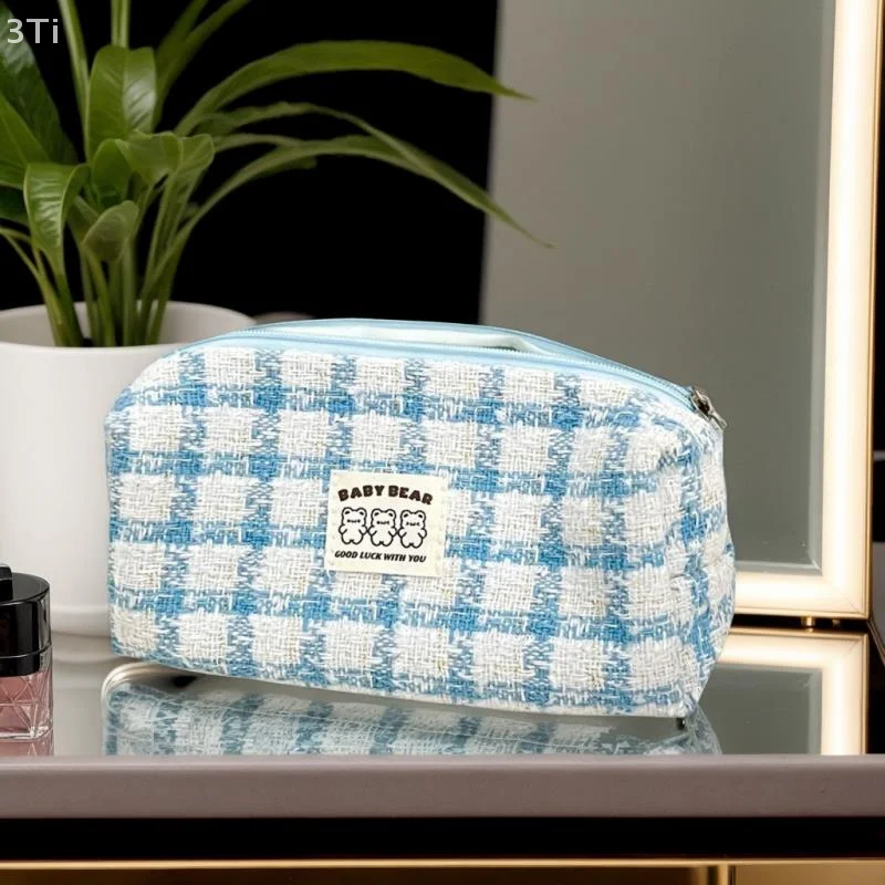 INS Design Plüsch Größe Tartan Tuch Stift Fall Grundlegende Tuch Pinsel Kosmetik Beutel College Student Schreibwaren Make-Up Lagerung Fall