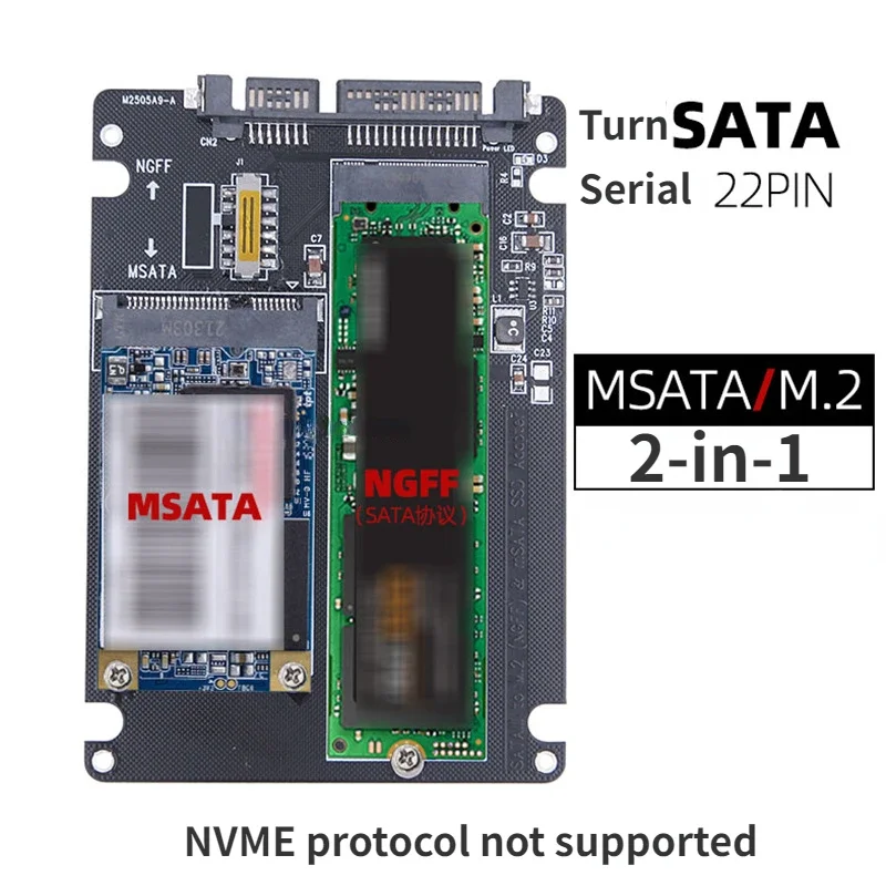 2 In 1 MSATA M.2 NGFF SSD To SATA3 Adapter 2.5 Inch Hard Drive Enclosure Dual Purpose Solid State Disk Converter For Desktop PC