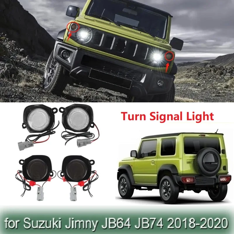 

2PCS LED Turn Signal Light Fog Light DRL For Suzuki Jimny JB64 JB74 2018-2021 Daytime Running Light Angel Eye Front Marker Lamp