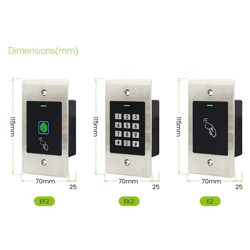 Metal Mini IP66 Waterproof RFID Reader Keyless Door Opener Access Control Scanner Embedded Fingerprint Reader