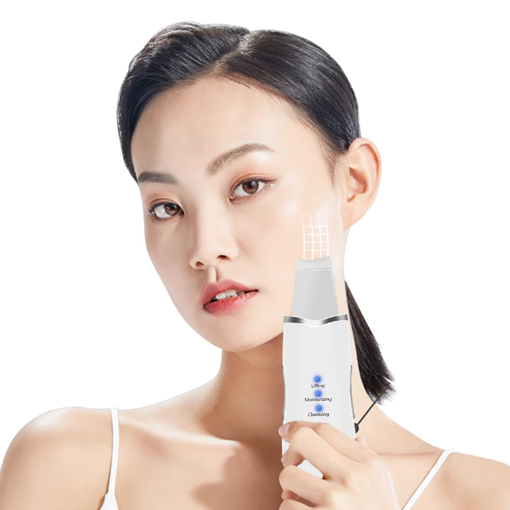 Electric Ultrasonic Skin Scrubber Blackhead Remover Facial Lifting Cleansing Skin Care Ance Pore Cleaner Facial Shovel Cleanser