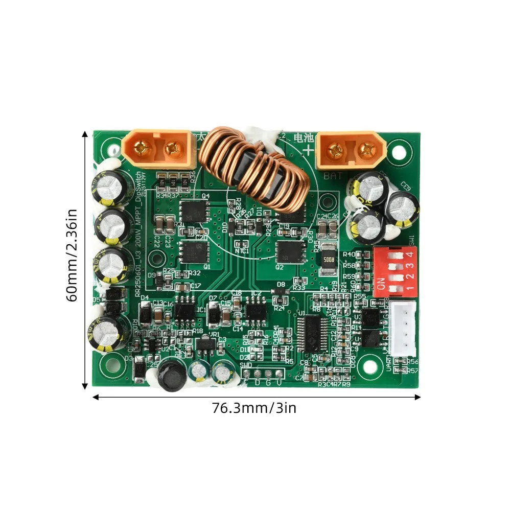100W MPPT Solar Charge Controller 10A 12-45V Battery Regulator Multi Peak Tracking PV Input 11-45V DIP Switch Voltage Adjustable
