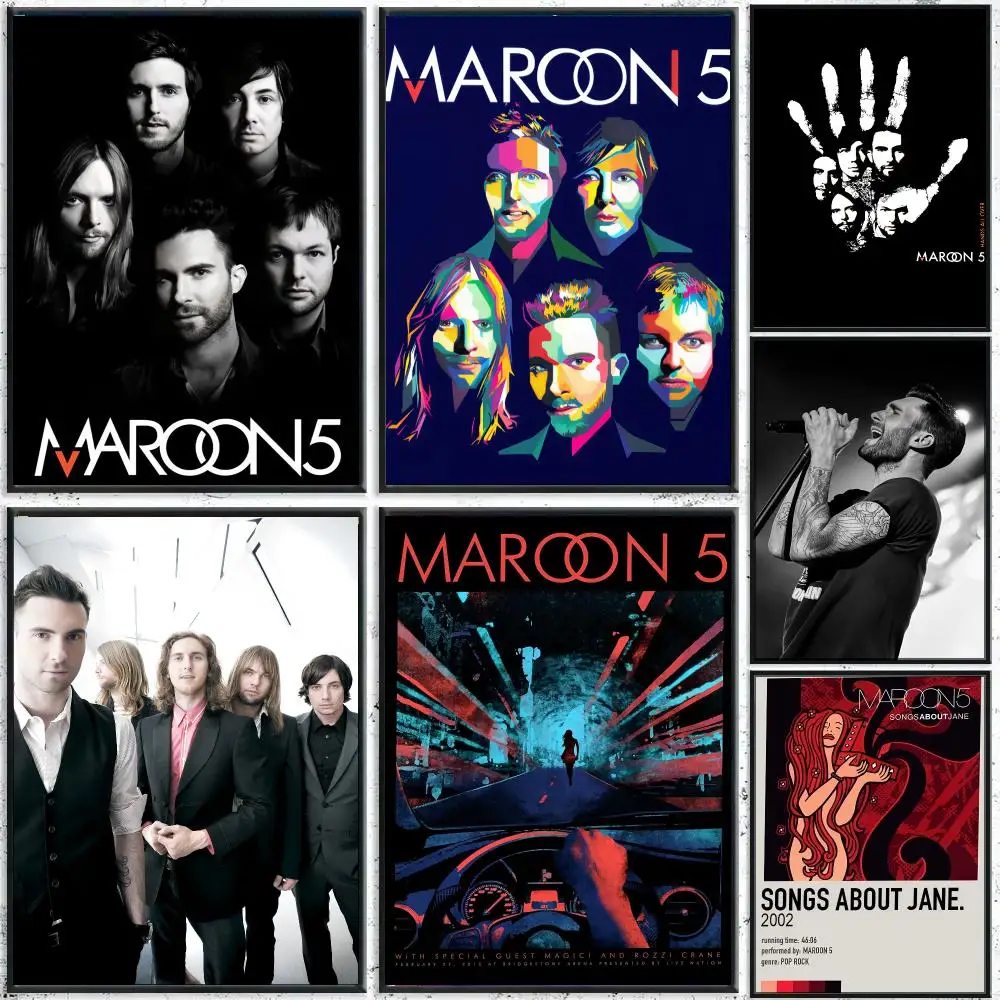 Maroon 5 Pop Rock Band Poster HD Waterproof Wall Decal for Study, Living Room & Garage, DIY Great Gift for Fans