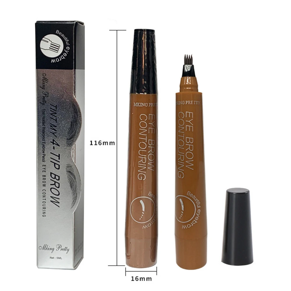 Impermeável Longa Duração Esboço Fino Líquido Brow Lápis, Sobrancelha Tattoo Pen, Garfo Dica, 4 Pontos, 5 cores