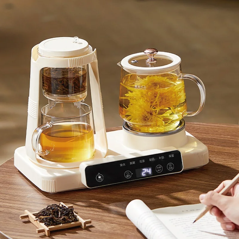 600ml Smart Health Pot Multi-functional Stewing Boiling 2 in1 Office Glass Flower Teapot Home Electric Kettle Auto Keep Warm