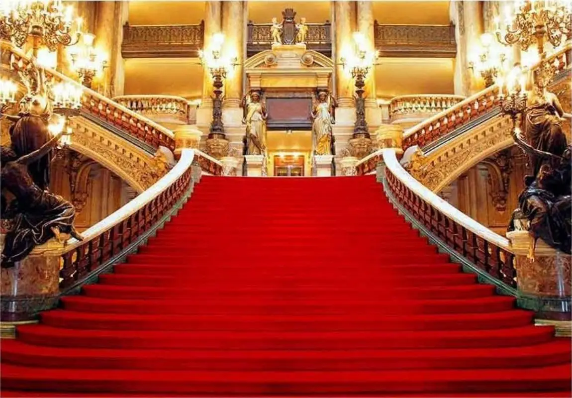 Red Carpet Background Banner Decoration Golden Palace Gorgeous Hall Photography Backdrop Film Stars Prom Party Birthday Party