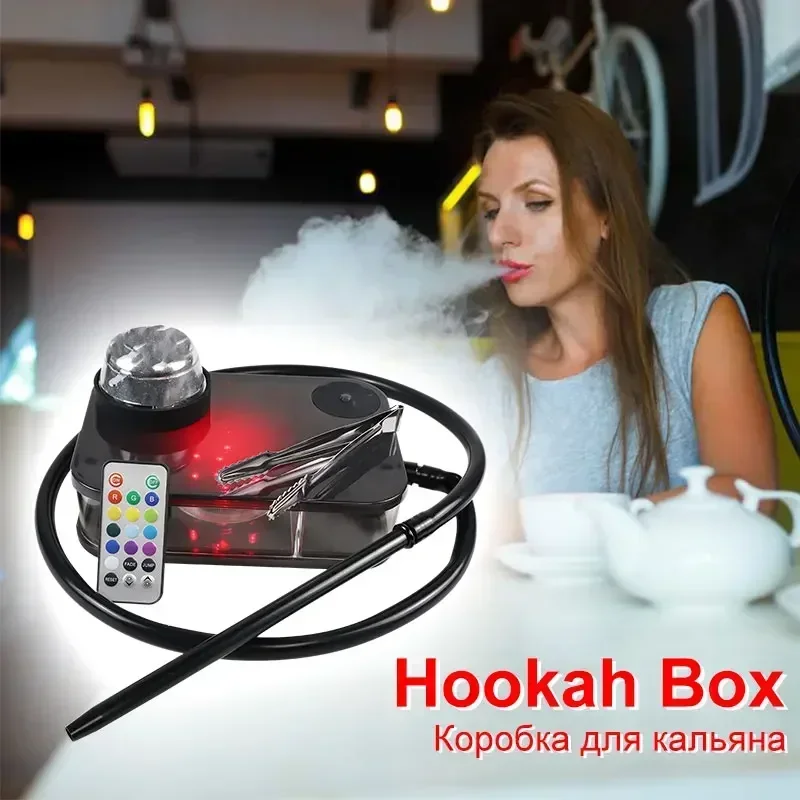 Shisha Set Backlight with LED Light Acrylic Hookah Кальян Nargila Cachimba Water Pipe Complete Smoking Shisha Accessories Gift