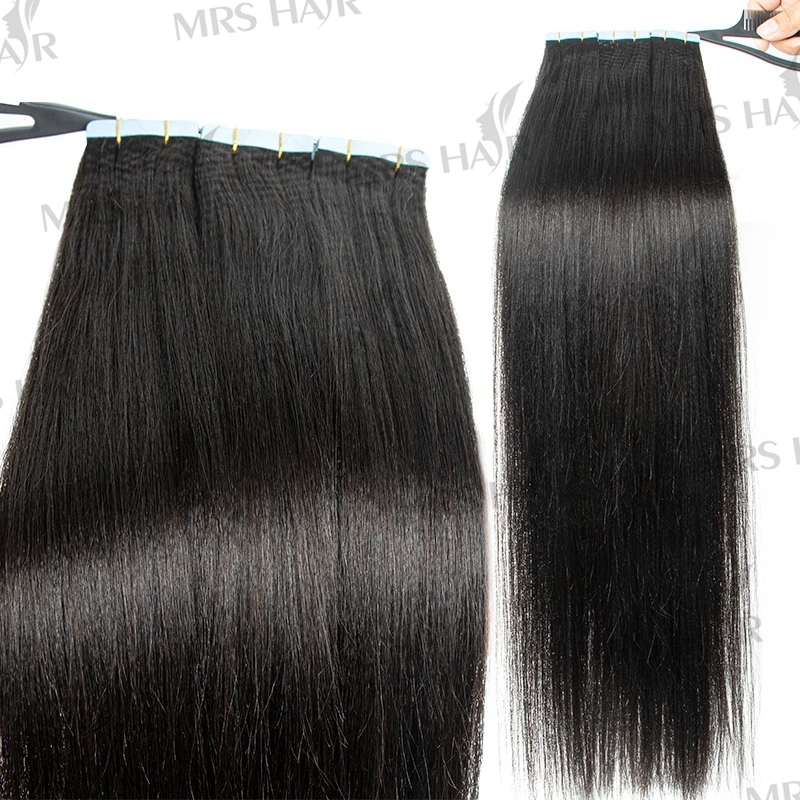 

Наращивание волос из натуральных волос Light Yaki на лентах, Remy-волосы с сохраненной кутикулой, шелковистые прессованные Yaki на лентах, 20 шт.