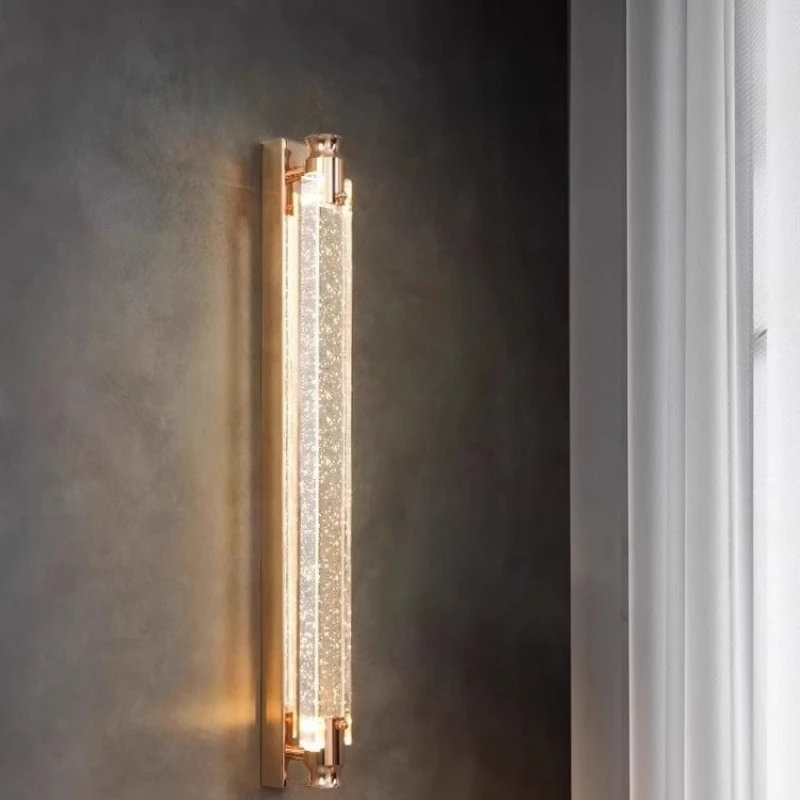 ما بعد الحداثة الفاخرة شريط طويل كريستال وحدة إضاءة LED جداريّة مصباح التصميم الداخلي ديكور صالون غرفة نوم الممر الممر تركيبات الإضاءة السرير